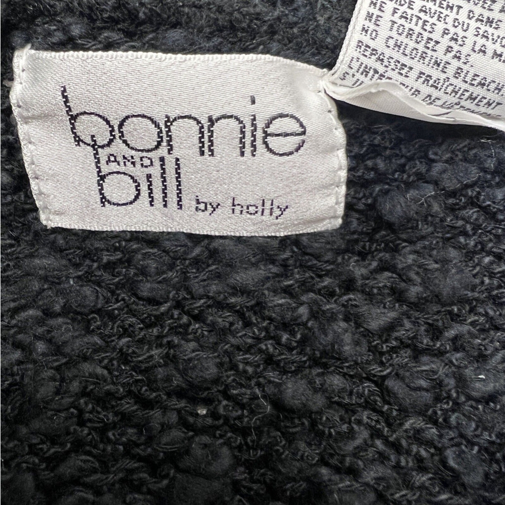 Vintage Bonnie & Bill by Holly Black Chenille Sweater Floral Embroidered Small - Picture 7 of 8